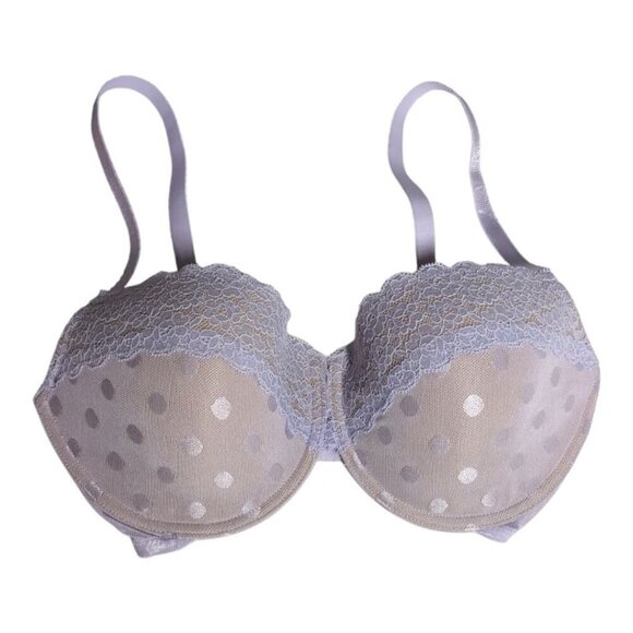 Skarlett Blue Bra Dare Dot Demi Tshirt Bra Lace Lavender/Nude NWT 30DDD - Picture 1 of 7